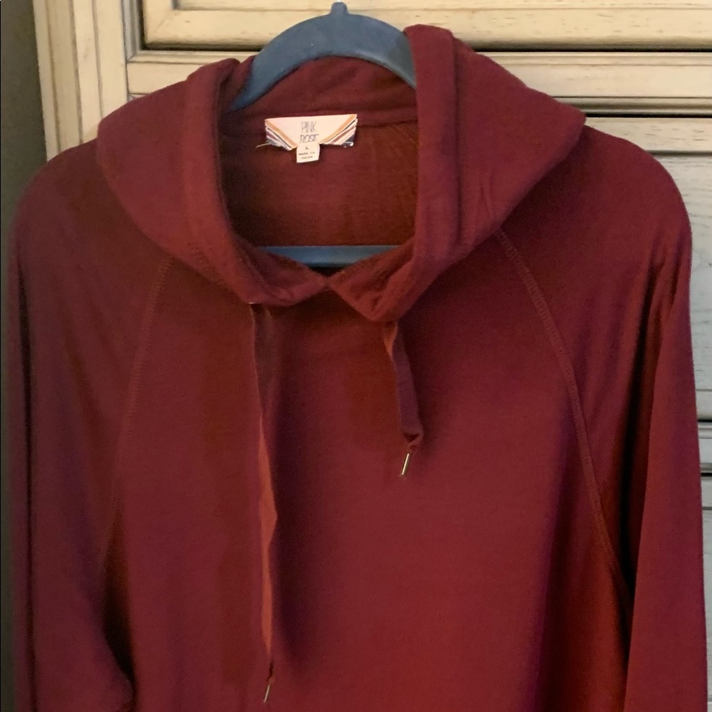 Pink Rose Hoodie Sweatshirt, Size L